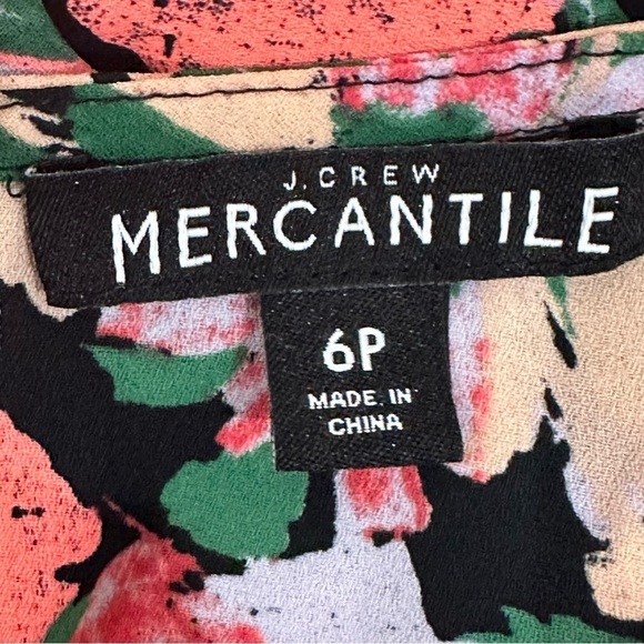 Jcrew Floral Tulip Hem Dress Black Green Pink Sleeveless - Picture 8 of 11